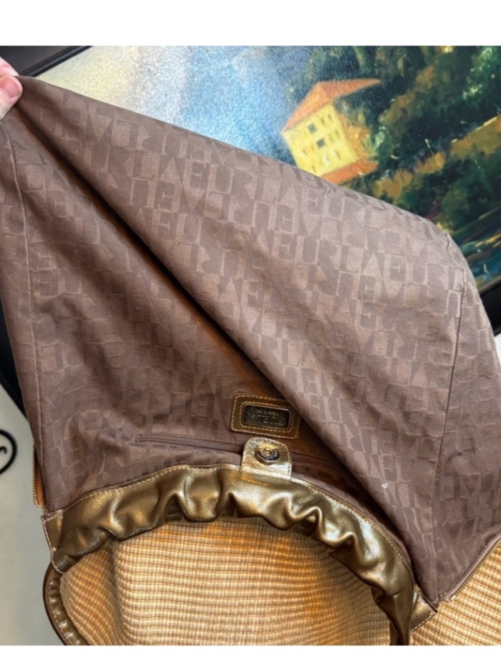 FURLA Authentic Vintage Straw Hobo Shoulder Bag Italian Leather 🤎🌾👜 - Picture 8 of 15